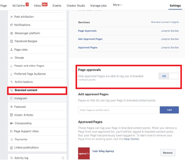Đăng ký trên Fanpage của Brand